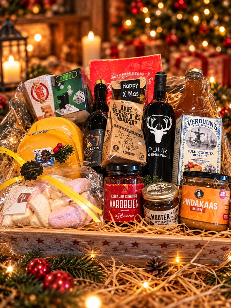 foto van een heerlijk kerstpakket voor het hele gezin