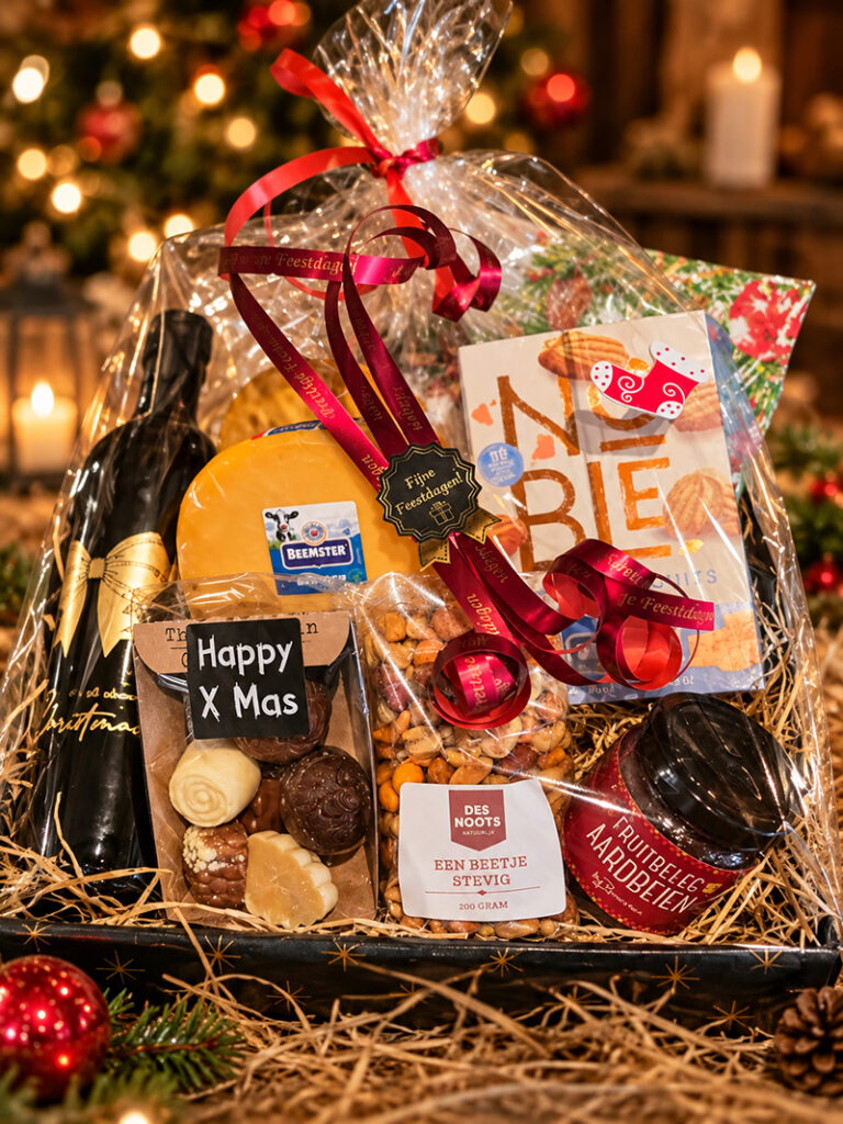 foto van een compleet kerstpakket